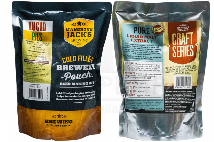 Комплект: Mangrove Jack's Traditional Series "Lucid Pils", 1,8 кг + Mangrove Jack's "Pure Light", 1,2 кг