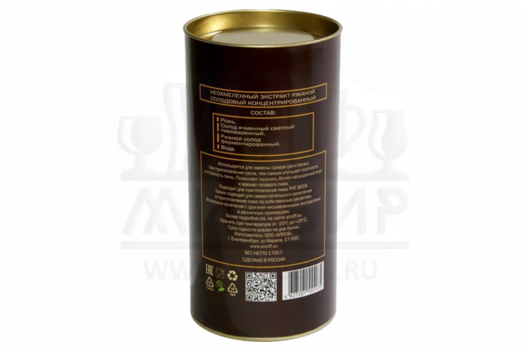 Неохмелённый экстракт ALCOFF "MALT EXTRACT RYE" ржаной, 1.7 кг.